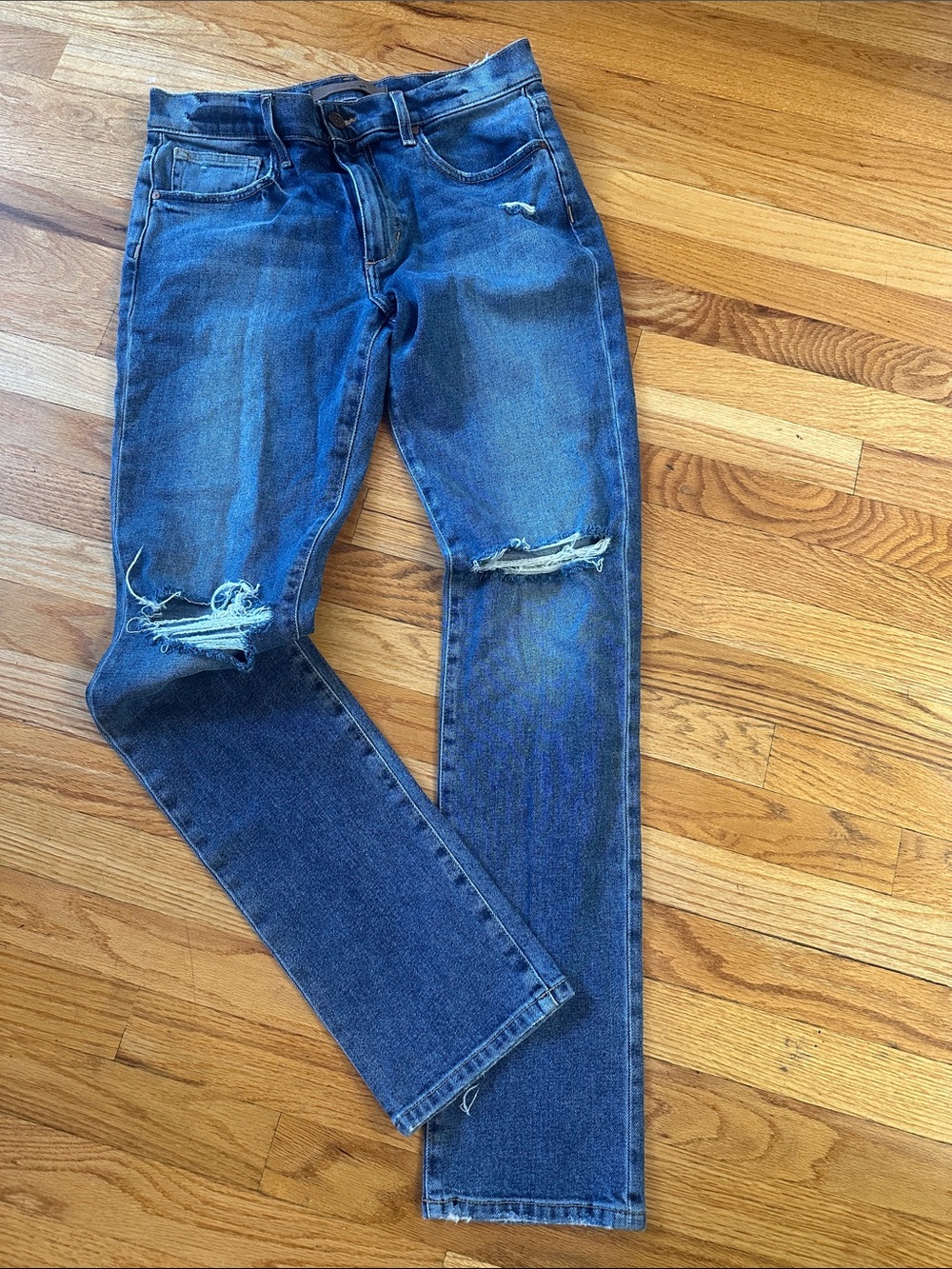 Joe's Jeans Slim Straight Distressed Blue Denim